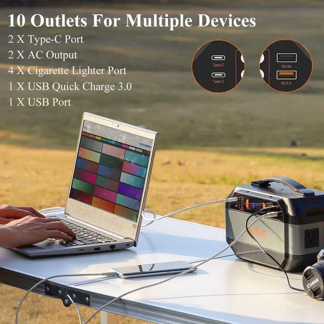 Alt view image 2 of 6 - 330W Portable Power Station Solar Generator Backup Battery With 100W 18V Solar Panel US Stock Fast Shipping