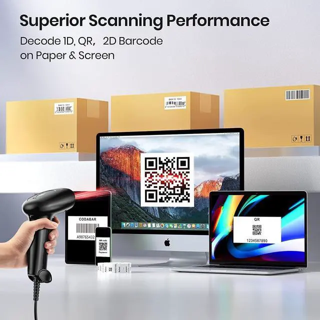 Alt view image 4 of 7 - USB Wired 2D Barcode Scanner Handheld CCD 1D QR Bar Code Image Screen Scanner