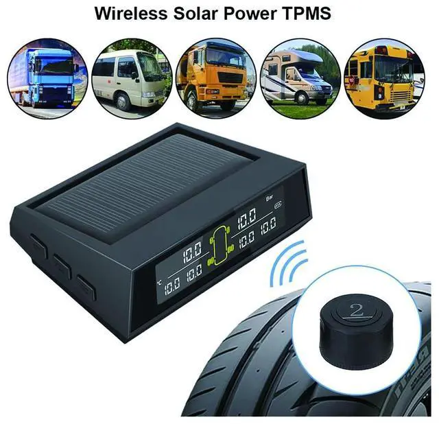 Alt view image 4 of 6 - Wireless Car Solar Power TPMS Tire Pressure Monitoring System 6 External Sensors