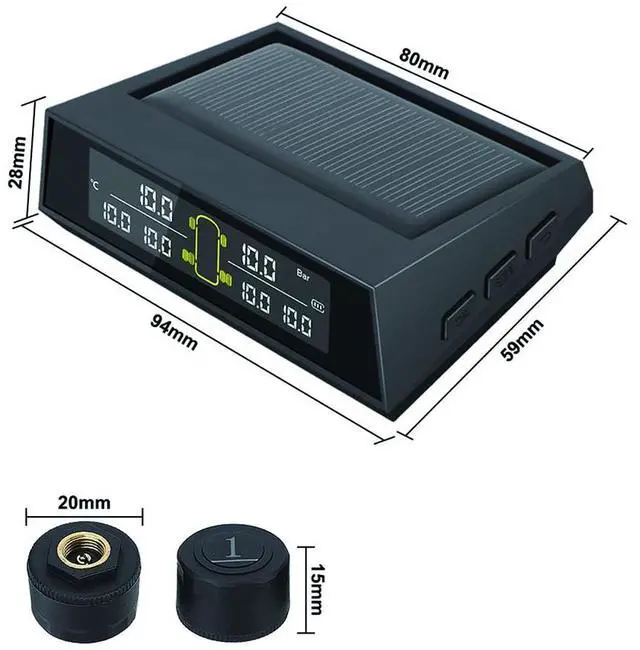 Alt view image 2 of 6 - Wireless Car Solar Power TPMS Tire Pressure Monitoring System 6 External Sensors