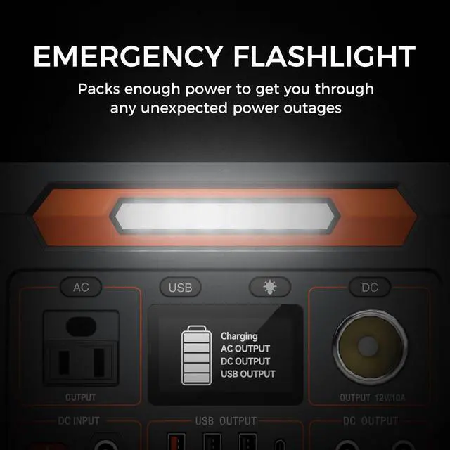 Alt view image 5 of 7 - 300W Portable Power Station, 230.88Wh /62400mAh Solar Generator, Regulated DC Output Backup Battery with AC Outlet, LED Light Power Station for CPAP Camping