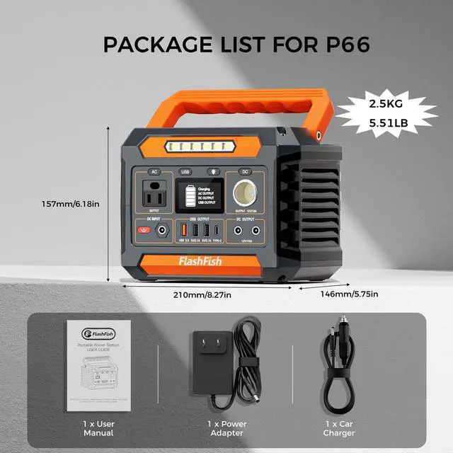 Alt view image 7 of 7 - 300W Portable Power Station, 230.88Wh /62400mAh Solar Generator, Regulated DC Output Backup Battery with AC Outlet, LED Light Power Station for CPAP Camping