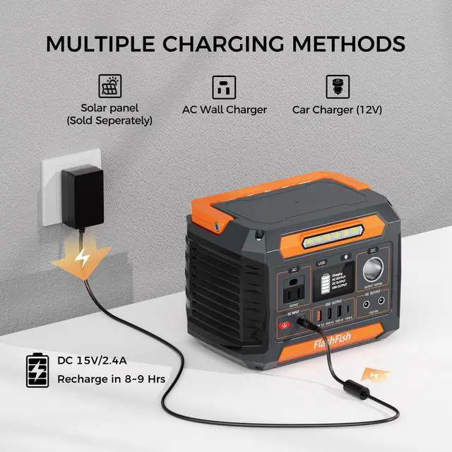 Alt view image 6 of 7 - 300W Portable Power Station, 230.88Wh /62400mAh Solar Generator, Regulated DC Output Backup Battery with AC Outlet, LED Light Power Station for CPAP Camping