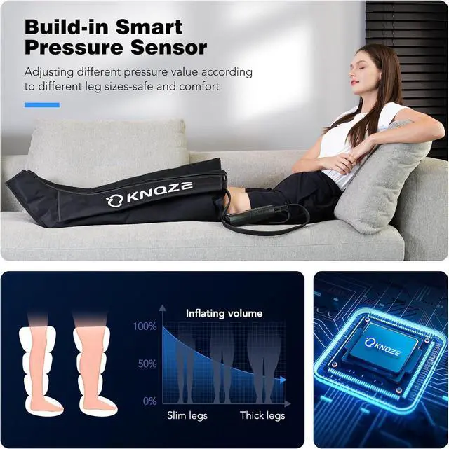 Alt view image 4 of 7 - 1 Pair Leg Compression Massager for Circulation and Pain Relief, Air Compression Recovery System for Fast Recovery of Leg, Foot, Calf and Thigh, Relieve Edema, Reduce Muscle Fatigue, Gift for Dad, Mom
