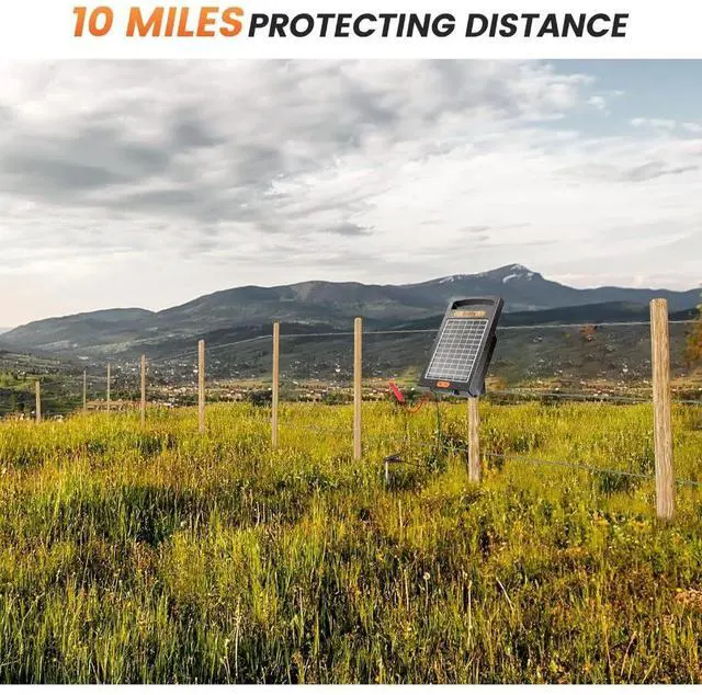 Alt view image 4 of 7 - 0.18 Joule 10-Mile Rechargeable Electric Day/Night Mode Solar-Powered Fence Charger Energizer for Livestock & Predator&Ranch Protection