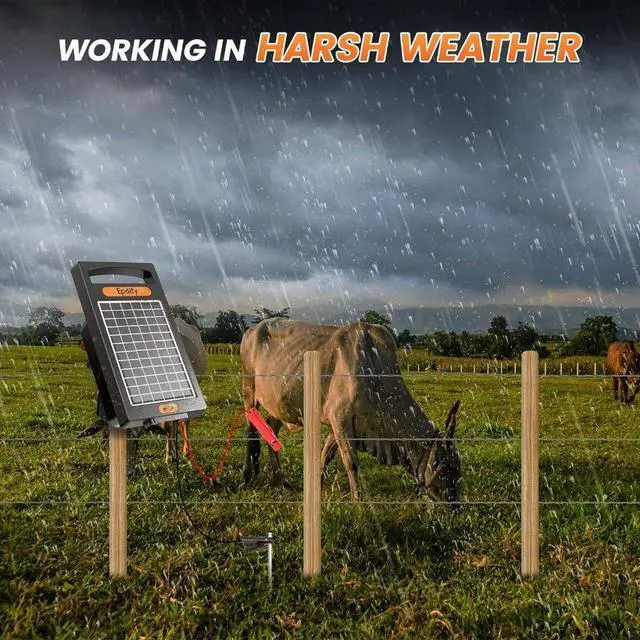 Alt view image 5 of 7 - 0.18 Joule 10-Mile Rechargeable Electric Day/Night Mode Solar-Powered Fence Charger Energizer for Livestock & Predator&Ranch Protection