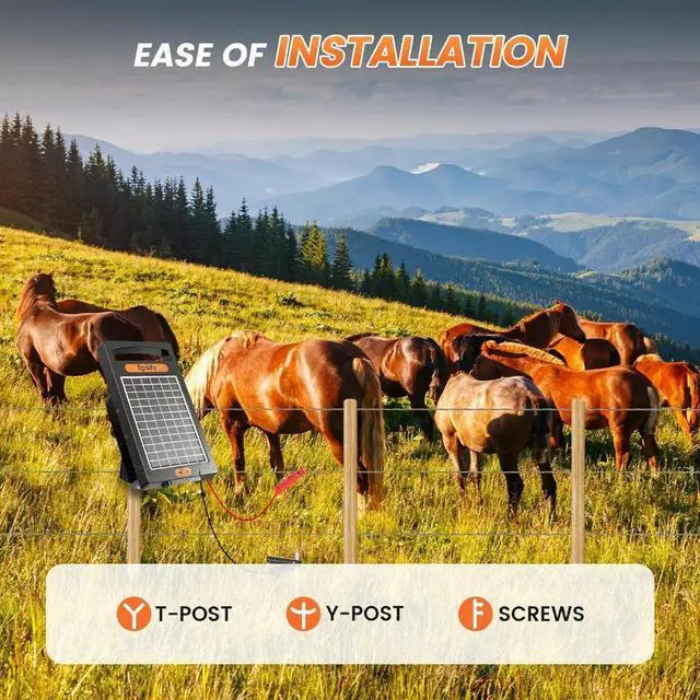 Alt view image 6 of 7 - 0.18 Joule 10-Mile Rechargeable Electric Day/Night Mode Solar-Powered Fence Charger Energizer for Livestock & Predator&Ranch Protection