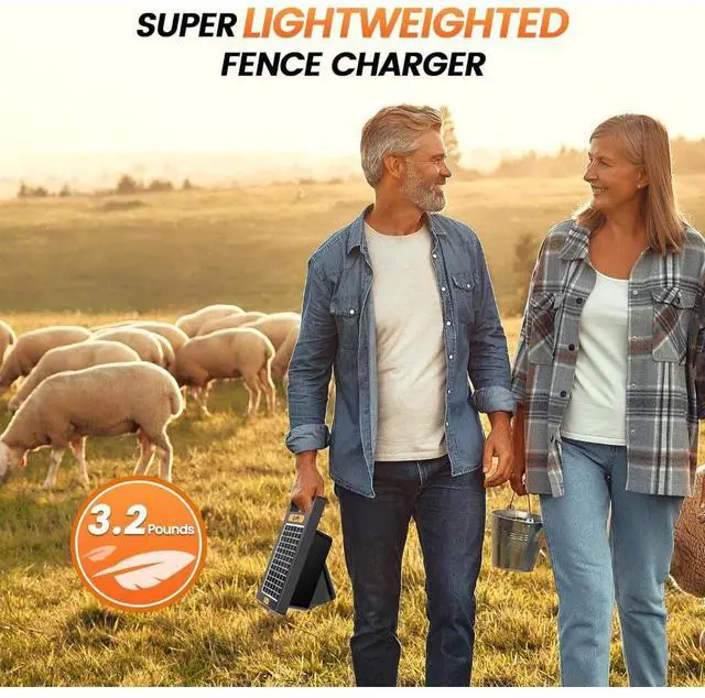 Alt view image 3 of 7 - 0.18 Joule 10-Mile Rechargeable Electric Day/Night Mode Solar-Powered Fence Charger Energizer for Livestock & Predator&Ranch Protection