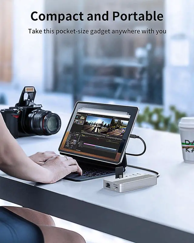 Alt view image 5 of 7 - ACASIS USB C Hub with SSD Enclosure with 4K60Hz HDMI, 10-in-1 USB-C Hub with M.2 NVMe SATA SSD Enclosure, SD/TF Card Reader, 100W PD, Compatible with Laptop, iPad, CM073