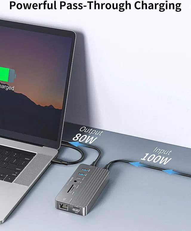 Alt view image 6 of 7 - ACASIS USB C Hub with SSD Enclosure with 4K60Hz HDMI, 10-in-1 USB-C Hub with M.2 NVMe SATA SSD Enclosure, SD/TF Card Reader, 100W PD, Compatible with Laptop, iPad, CM073