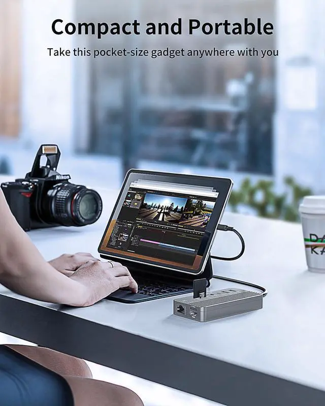 Alt view image 5 of 7 - ACASIS USB C Hub with SSD Enclosure with 4K60Hz HDMI, 10-in-1 USB-C Hub with M.2 NVMe SATA SSD Enclosure, SD/TF Card Reader, 100W PD, Compatible with Laptop, iPad, CM073