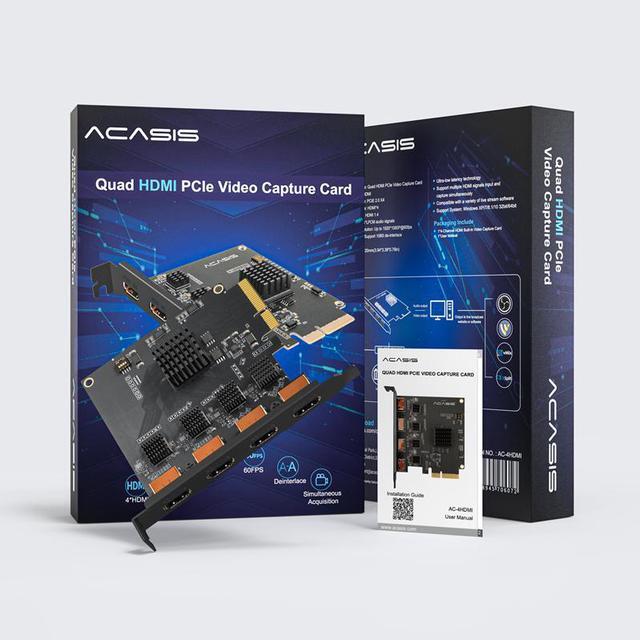 Alt view image 7 of 7 - ACASIS Internal PCIe Video Capture Card with 4 HDMI Stream and Recording in 1080p60 with Extremely Low Latency for Video Conferencing, Teaching, Transfer to OBS, Zoom, Teams with Multicam.