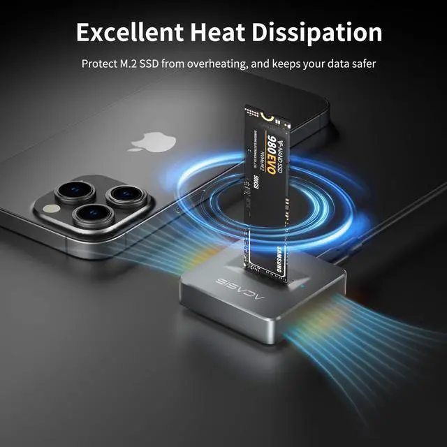 Alt view image 5 of 7 - ACASIS 10Gbps High-Speed NVMe/SATA SSD Enclosure for M.2 SSD Compatible with Thunderbolt 4/3 and Multiple OS including Windows and MAC, M04B