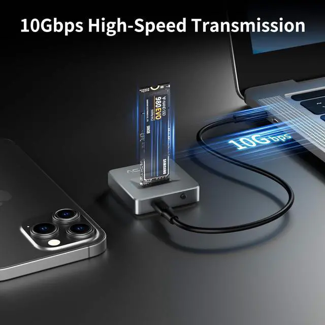 Alt view image 2 of 7 - ACASIS 10Gbps High-Speed NVMe/SATA SSD Enclosure for M.2 SSD Compatible with Thunderbolt 4/3 and Multiple OS including Windows and MAC, M04B