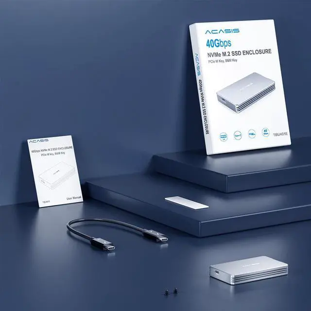 Alt view image 7 of 7 - ACASIS 40Gbps M.2 NVMe SSD Enclosure, Compatible with Thunderbolt 4/3, USB 4.0/3.2/3.1/3.0/2.0, Tool Free, TBU401