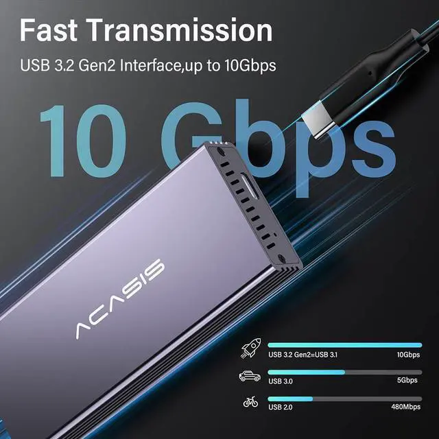 Alt view image 4 of 7 - ACASIS USB 3.2 10Gbps to Mac SSD Enclosure for Apple MacBook Air Pro, iMac from 2013 to 2017 Flash 12+16 PIN SSD Compatible with M.2 Nvme SSD with Adapter, Mac3W