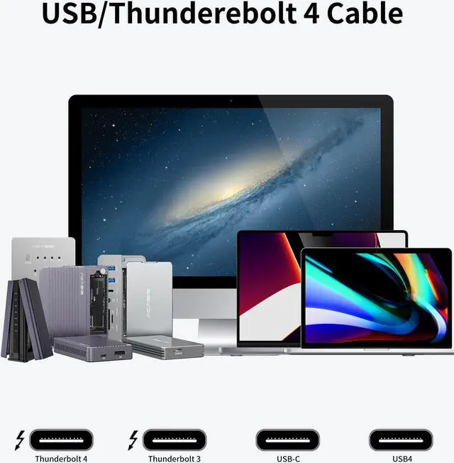 Alt view image 4 of 7 - ACASIS Thunderbolt 4 Cable 40Gbps Data Transfer 100W Charging 8K Display or Dual 4K video Compatible with Thunderbolt 3/4 USB4 Type-C Port Devices 6.56 ft. (2m)