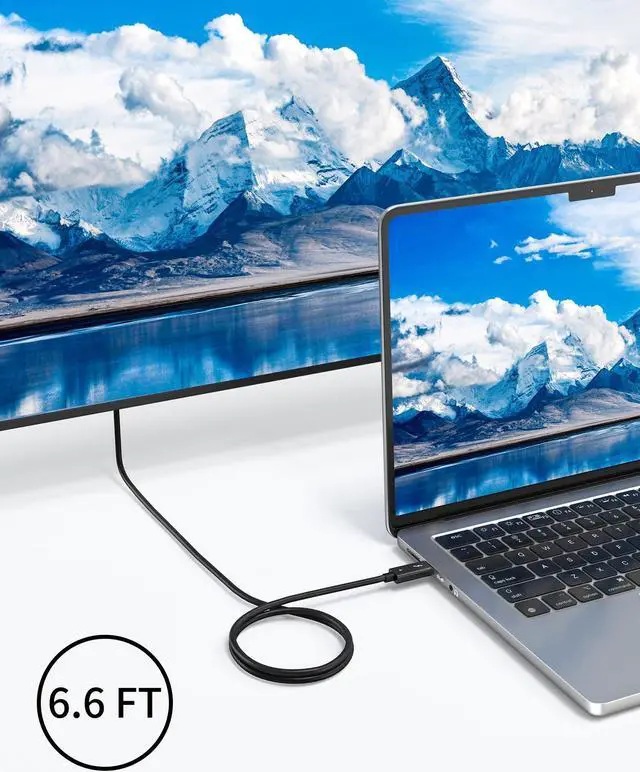 Alt view image 5 of 7 - ACASIS Thunderbolt 4 Cable 40Gbps Data Transfer 100W Charging 8K Display or Dual 4K video Compatible with Thunderbolt 3/4 USB4 Type-C Port Devices 6.56 ft. (2m)