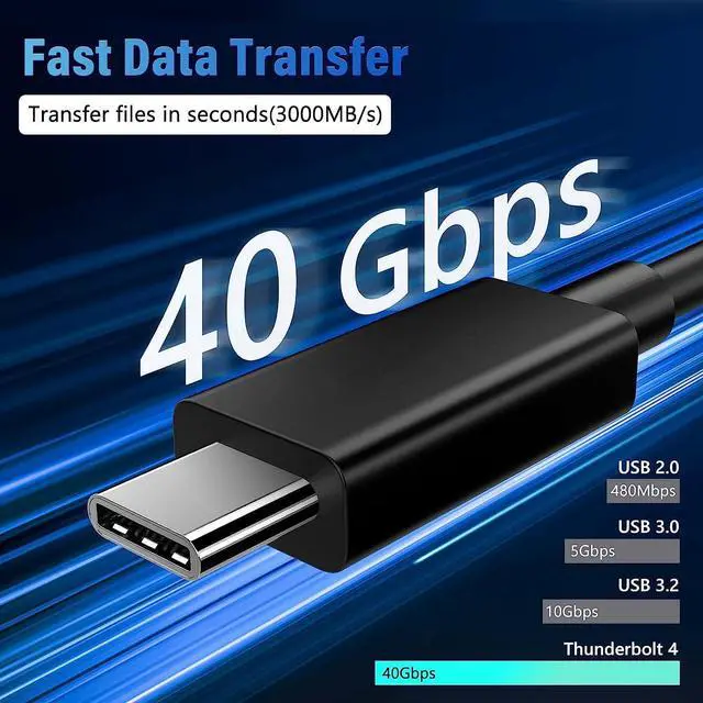Alt view image 6 of 7 - ACASIS Thunderbolt 4 Cable 40Gbps Data Transfer 100W Charging 8K Display or Dual 4K video Compatible with Thunderbolt 3/4 USB4 Type-C Port Devices 6.56 ft. (2m)
