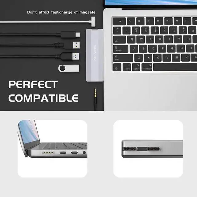 Alt view image 5 of 7 - ACASIS USB C Hub Adapter 5-in-1 Hub for 2022-2016 MacBook Pro/Air with 1*40Gbps & 3*10Gbps Data Ports 1*Gaming Audio, 100W Thunderbolt 3 PD Charing/ 3.5 Audio mic SPACE GRAY