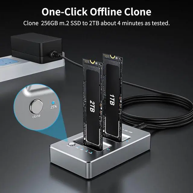 Alt view image 2 of 7 - ACASIS NVMe M.2 Duplicator Dual-Bay Offline Clone USB C to NVME Docking Station 10GBPS for M2 SSD M Key Hard Drives Enclosure,M03