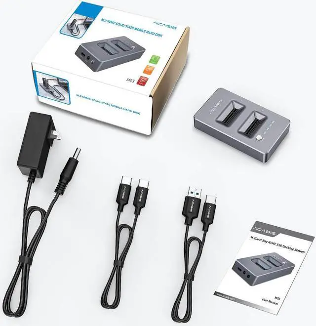 Alt view image 7 of 7 - ACASIS NVMe M.2 Duplicator Dual-Bay Offline Clone USB C to NVME Docking Station 10GBPS for M2 SSD M Key Hard Drives Enclosure,M03