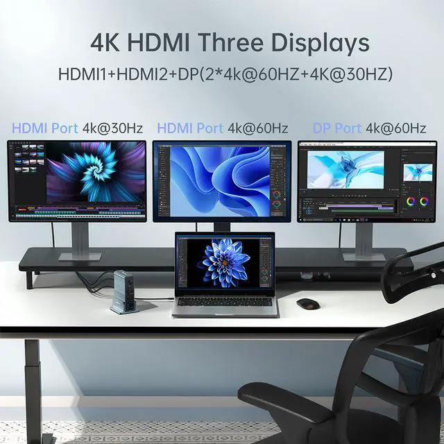Alt view image 4 of 7 - ACASIS 15-in-1 USB C Desktop Docking Station for USB-C Laptop 4K HDMI Display DP 4K@60 HZ 2*USB3.1 10GBPS SD/TF Audio RJ45 for Mac&Windows, DS7A15