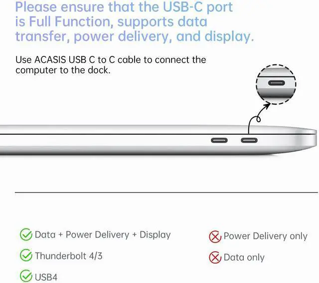 Alt view image 7 of 7 - ACASIS 15-in-1 USB C Desktop Docking Station for USB-C Laptop 4K HDMI Display DP 4K@60 HZ 2*USB3.1 10GBPS SD/TF Audio RJ45 for Mac&Windows, DS7A15