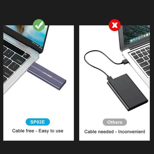 Alt view image 7 of 7 - ACASIS M.2 NVME SATA SSD Enclosure USB 3.2 Gen 2 10Gbps SSD Enclosure for M.2 NVME/SATA SSD with M-Key or M+B Key, AC-SP02E