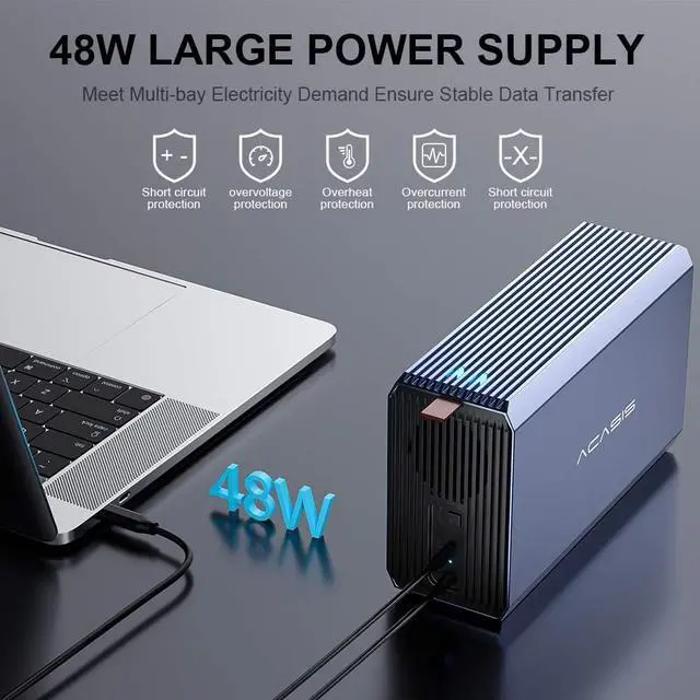 Alt view image 4 of 7 - ACASIS 2 Bay External Array 2.5"/3.5" USB 3.0 to SATA HDD RAID Enclosure, Aluminum Alloy RAID Array Dock, Support Storage Up to 36TB (2 x 18TB)