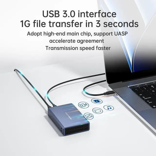 Alt view image 2 of 7 - ACASIS Dual Bay 2.5 Inch USB-C to SATA HDD/SSD RAID Enclosure External Hard Drive Enclosure  Up to 12TB (2 x 6TB)  SATA Case Enclosure RAID Case Support RAID mode