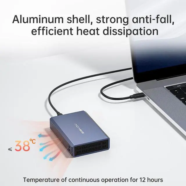 Alt view image 3 of 7 - ACASIS Dual Bay 2.5 Inch USB-C to SATA HDD/SSD RAID Enclosure External Hard Drive Enclosure  Up to 12TB (2 x 6TB)  SATA Case Enclosure RAID Case Support RAID mode