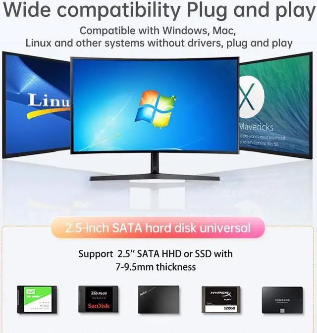 Alt view image 5 of 7 - ACASIS Dual Bay 2.5 Inch USB-C to SATA HDD/SSD RAID Enclosure External Hard Drive Enclosure  Up to 12TB (2 x 6TB)  SATA Case Enclosure RAID Case Support RAID mode