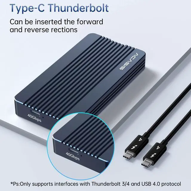 Alt view image 2 of 7 - Acasis Thunderbolt 3 NVME M.2 SSD Enclosure, Lightweight Aluminum, 8TB Capacity, Plug & Play for Laptops,TBU405Air,TBU405Air