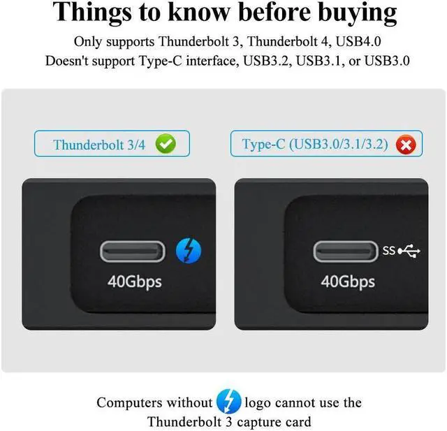 Alt view image 3 of 7 - Acasis 40Gbps Thunderbolt 3 Quad HDMI Channel Video Capture Card Plug and Play Compatible with MAC OS,Window, AC-TV004