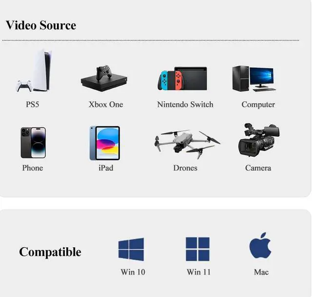 Alt view image 6 of 7 - Acasis 40Gbps Thunderbolt 3 Quad HDMI Channel Video Capture Card Plug and Play Compatible with MAC OS,Window, AC-TV004