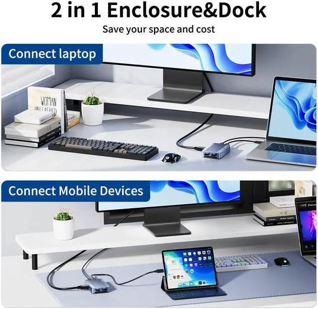 Alt view image 2 of 7 - ACASIS Mac Mini Dock Dual Monitor with 6-in-1 40Gbps M.2 NVMe SSD Enclosure, for M1/M2 Compatible with USB4/3.2/3.1/3.0