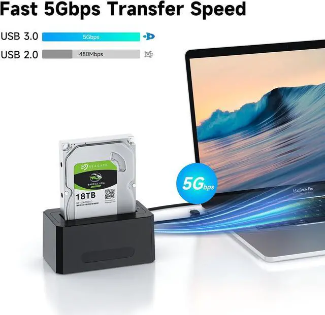 Alt view image 3 of 7 - ACASIS SAS/SATA to USB 3.0 Adapter, 2.5/3.5 inch External SAS Enclosure with USB-C to USB-A/C Cable, Tool-Free External Hard Drive Reader,Support up to 18TB,EC-5351
