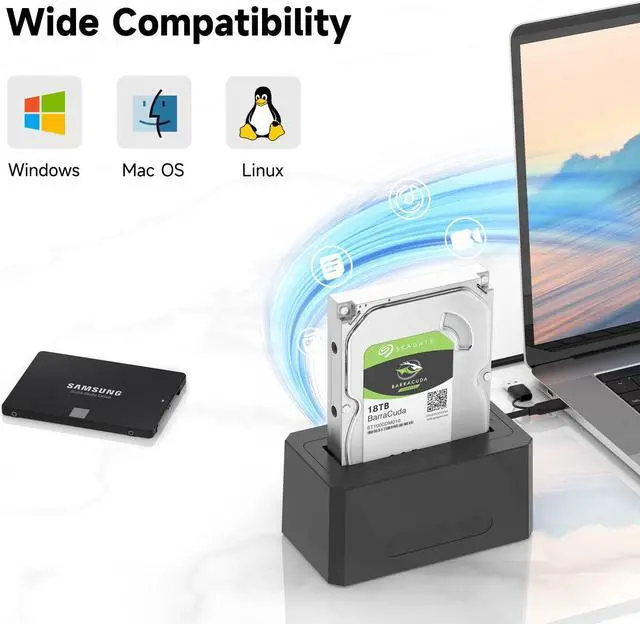 Alt view image 6 of 7 - ACASIS SAS/SATA to USB 3.0 Adapter, 2.5/3.5 inch External SAS Enclosure with USB-C to USB-A/C Cable, Tool-Free External Hard Drive Reader,Support up to 18TB,EC-5351