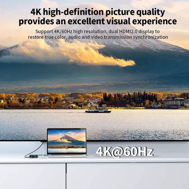 Alt view image 4 of 7 - ACASIS USB 3.0 to Dual HDMI 4K 60Hz display adapter with Displaylink for M1 M2 Chip ,Docking Station for 2 Monitors MacBook Pro, iMac,with USB C or Thunderbolt, SW-2202