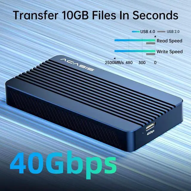 Alt view image 2 of 7 - ACASIS 40Gbps Tool-free M.2 NVMe SSD Enclosure, Upgraded Sturdy 8TB USB-C Aluminum External Hard Drive, Support 2280 B+M M-Key PCIe, Compatible with USB4/3.2/3.1/3.0/2.0,TBU405M1