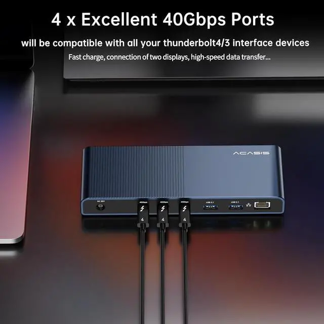 Alt view image 6 of 7 - Acasis 13-in-1 Thunderbolt 4 Pro Dock with 3x40Gbps Downstream Ports 13-in-1 Laptop Docking Station