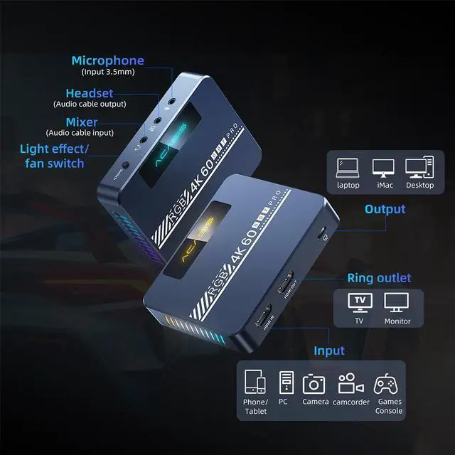 Alt view image 4 of 7 - Acasis 4K60 HDR10 USB C Professional Camera Video Capture Card