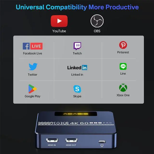 Alt view image 5 of 7 - Acasis 4K60 HDR10 USB C Professional Camera Video Capture Card