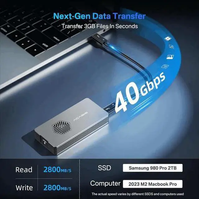 Alt view image 6 of 7 - Acasis 40Gbps M.2 NVMe SSD Enclosure with Cooling Fan