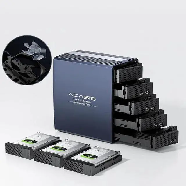 Alt view image 2 of 7 - Acasis EC-7355 5 Bay External HDD RAID Case | 2.5/3.5 Inch SATA | 8 RAID Modes | Single Disk 24TB | 96W Power