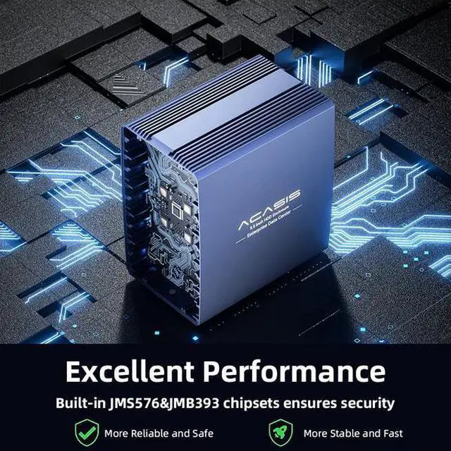 Alt view image 4 of 7 - Acasis EC-7355 5 Bay External HDD RAID Case | 2.5/3.5 Inch SATA | 8 RAID Modes | Single Disk 24TB | 96W Power