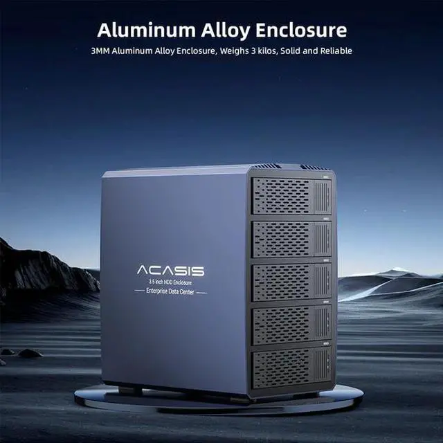 Alt view image 5 of 7 - Acasis EC-7355 5 Bay External HDD RAID Case | 2.5/3.5 Inch SATA | 8 RAID Modes | Single Disk 24TB | 96W Power