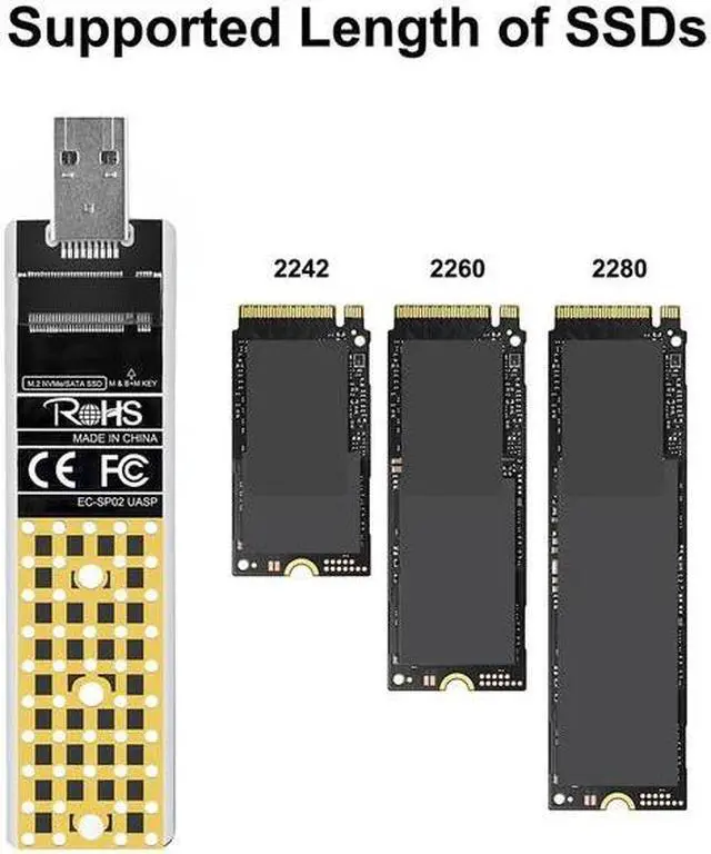 Alt view image 5 of 7 - Acasis NVMe/SATA M.2 to USB 3.2 Gen 2 10Gbps SSD Reader