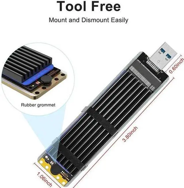 Alt view image 6 of 7 - Acasis NVMe/SATA M.2 to USB 3.2 Gen 2 10Gbps SSD Reader
